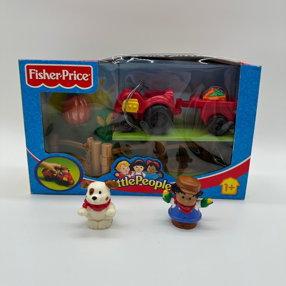 VTG Fisher Price Little People Tractor set tractor pumpkin fence New in open box